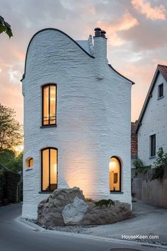 the house is made out of white bricks