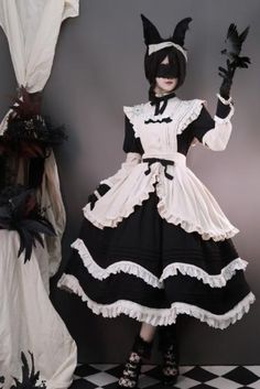 Detachable Sleeves, An Apron, Maid Outfit, Black And Beige, Puff Sleeve, Apron, Dresser