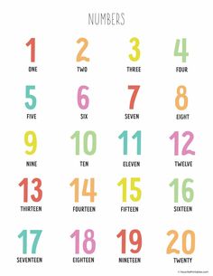 the numbers are arranged in different colors and sizes, with each number on it's own