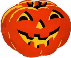 an orange and yellow pumpkin shaped paper cutout