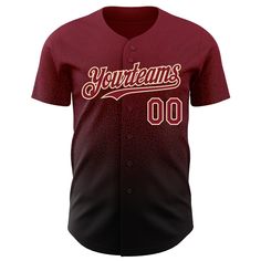 Custom Crimson Black-Cream Authentic Fade Fashion Baseball Jersey Baseball Jersey Men, Logo Wear, Blue Football, Uniform Shirts, Number 3, Baseball Shirts, Baseball Jersey, Button Design, Baseball Jerseys