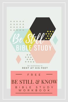 the be still bible study book is shown in pink, yellow and blue with an image of