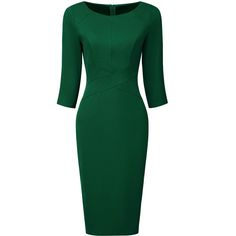 This dress can be a perfect addition to almost any outfit from formal to daily wear, great for work, meetings, offices, businesses, work, parties, cocktails, weddings, casual, everyday dressing, etc. Keep your look elegant and stylish in summer weather with this sheath dress from Hobemty, featuring a hidden zipper at the front and cross waist-lined for a sheath fit. Pair with a delicate necklace and heels for a chic office look. Comfortable and classic, this sheath Pencil dress is perfect on its Green Work Dresses For Women, Professional Dresses For Work, Sheath Dresses Work, Dresses Work, Work Parties, Zipper Neck, Work Meetings, Pencil Dresses, Black Pencil Dress