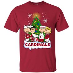 a red shirt that says razorbacks with cartoon characters around it and a christmas tree in the background