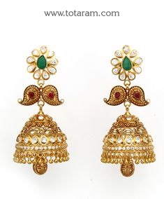 22 Karat Gold "Mango" Jhumkas (Buttalu) - Gold Dangle Earrings with Cz & Color Stones (Temple Jewellery)

Introducing our exquisite 22 Karat Gold "Mango" Jhumkas (Buttalu) - Gold Dangle Earrings with Cz & Color Stones (Temple Jewellery), a true masterpiece crafted in India.   

  Designed for women who appreciate elegance and sophistication, these stunning earrings are perfect for adult women who desire to make a statement. Handcrafted with love and attention to detail, these earrings are made o Mango Jhumkas, Buttalu Gold, 22 Karat Gold Jewelry, Temple Jewellery Earrings, 22k Gold Earrings, Jhumka Designs, Gold Dangle Earrings, Color Stones, Popular Jewelry