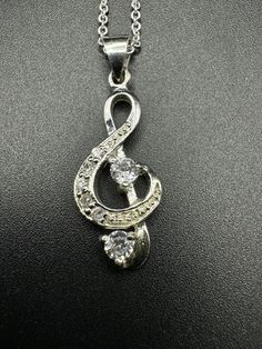 Silver Tone Musical Theme Rhinestone Treble Clef Pendant Necklace 18”  | eBay Theme Clothes, Cutesy Clothes, Music Note Necklace, Musician Humor, Musical Theme, Wire Jewelry Designs, Music Jewelry, Treble Clef, Christmas Wishlist