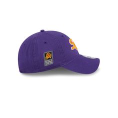 The Phoenix Suns Throwback 9TWENTY Adjustable Cap features an embroidered Suns wordmark at the front panels with a matching team logo patch at the right-wear side and an adjustable D-Ring closure at the rear. Throwback Baseball Cap With Embroidered Logo For Game Day, Throwback Adjustable Baseball Cap With Embroidered Logo, Adjustable Throwback Baseball Cap With Embroidered Logo, College Baseball Cap With Embroidered Logo, Cotton Hat With Team Logo For Sports Events, Cotton Sports Hat With Team Logo, Collegiate Dad Hat With Embroidered Logo, Casual Baseball Cap With Curved Visor For Fan Gear, Casual Baseball Cap With Curved Visor For Fans