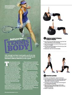 an article in the tennis magazine shows how to do exercises with ball and racket