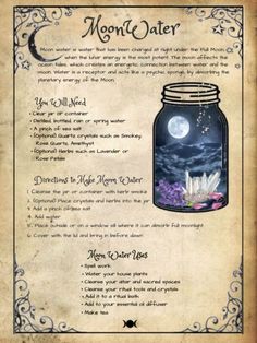 Book of Shadows page Charmed Book Of Shadows, Spells For Beginners, Moon Water, Witchcraft Books, Magic Spell Book