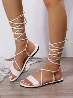 Sandals High Heels, Sandal Heels, Elegant Shoes, Leg Design, Trendy Shoes, Lace Up Flat