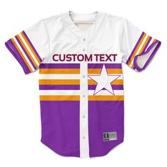 Full Color Sublimation Baseball Jersey Purple Casual Jersey For Sports Events, Casual Purple Jersey For Sports Events, Collegiate Purple Top For Sports Events, Purple Collegiate Tops For Sports Events, Casual Purple Sports Jersey, Customizable Sporty Jersey, Customizable Tops For Streetwear And Sports Season, Purple Sports Tops With Team Name, Casual White Customizable Jersey