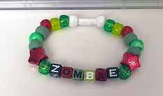 Horror Bracelet Ideas, Candy Bead Bracelet Ideas, Zombie Kandi, Scene Kandi Bracelets Ideas, Homestuck Kandi, Band Kandi, Bracelet Word Ideas, Zombie Accessories, Kandi Bracelet Ideas