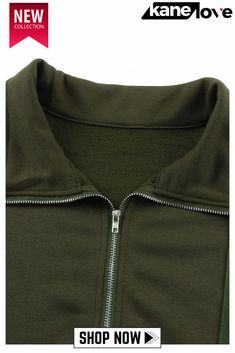 Green Quilted Patch Half Zipper Sweatshirt Half-zip Tops For Streetwear With Zipper Closure, Streetwear Half-zip Top With Zipper Closure, Streetwear Half-zip Top, Long Sleeve Top With Zipper Closure, Stretch Half-zip Streetwear Tops, Streetwear Stretch Half-zip Tops, Stretch Half-zip Tops For Streetwear, Green Half-zip Cotton Top, Green Half-zip Top