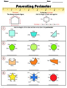 worksheet showing the perimeters and angles