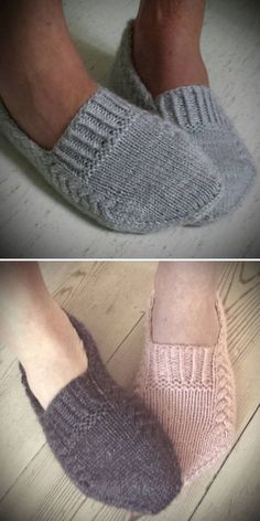 two pictures of someone's feet wearing slippers