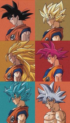 dragon ball characters in different colors and sizes