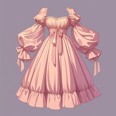 a pink dress with ruffles and bows on the shoulders is seen in this image