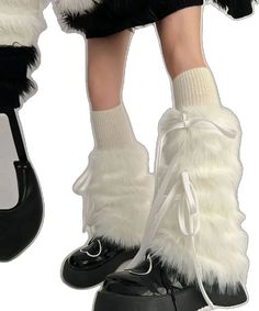 Fur Leg Warmers, Leggings Boots, Bow Legged, Women Leggings, Bow Knot, Boot Socks, Black White Fashion, Rabbit Fur, Party Accessories