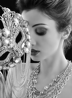 Venetian Masks, A Mask, Black And White Photography