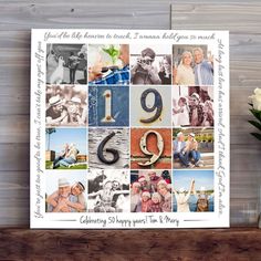 a collage of photos with the number eighteen on it and flowers in vase next to it