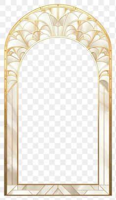 a golden arch with an intricate design in the middle, on a transparent background png