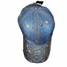 Denim Bling Distressed Cap Nwt Brand New Gorgon Denim Hat With Silver Studs One Size Fits All Adjustable Strap Trendy Blue Baseball Cap For Spring, Blue Denim Visor Hat, Spring Adjustable Denim Blue Baseball Cap, Trendy Denim Hats With Curved Brim, Trendy Denim Hat With Curved Brim, Denim Visor Hat, One Size Fits Most, Denim Visor Hat One Size, Denim Visor Hat, Adjustable Denim Visor Hat