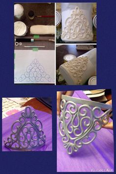 several pictures of decorative items that are being made in the same technique as they appear