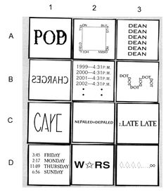 a black and white poster with different types of words