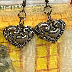 Swirly Heart Dangler Earrings. Stylish, Lightweight And Antique Looking. The Holidays Are Here! Great Little Something For The Open-Hearted. Nice Gift! Please Share If You’re Not Interested. Thanks. Nickel Free Double Heart Silver Earrings, Silver Metal Heart Earrings For Anniversary, Handmade Silver Double Heart Earrings, Nickel Free Metal Heart Earrings For Anniversary, Silver Double Heart Pierced Earrings, Silver Heart Beads Earrings For Anniversary, Silver Open Heart Nickel Free Earrings, Silver Heart Earrings Nickel Free For Anniversary, Silver Double Heart Bead Earrings