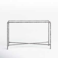 a glass and metal console table on white background with copy space for text or image