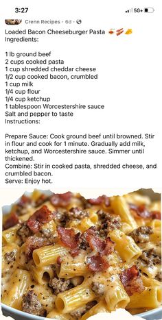 the recipe for this pasta dish is shown