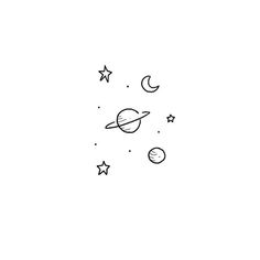 the planets and stars are drawn in black ink