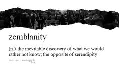 the words zemblanty are written in black and white