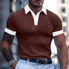 Season:Summer,Spring; Fabric:95% Polyester 5% Spandex; Sleeve Length:Short Sleeve; Gender:Men's; Style:Fashion; Elasticity:Micro-elastic; Tops Type:Golf Shirt,Knit Polo; Occasion:Business,Casual; Details:Only tops; Fit Type:Regular Fit; Pattern:Color Block; Design:Knitted,Button; Neckline:Classic; Brand:OUKU; Listing Date:04/15/2024; Quantity:1pc Fashion Old Money, Polo T Shirt Design, Tuxedo Shirt Men, Block Button, Womens Basic Tops, Mens Outdoor Jackets, Stylish Men Casual, Polo Classic, Trench Coat Men