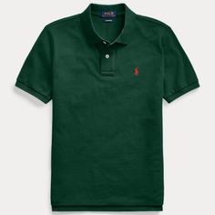 A Ralph Lauren Icon, This Polo Shirt Is Crafted From Comfortable Cotton Mesh And Finished With Our Signature Embroidered Pony. Dark Green With Red Pony. Nwot. Perfect For A Classic Green Christmas Dress Shirt Or Uniform Shirt. Green Cotton Short Sleeve Polo Shirt, Classic Green Short Sleeve Top, Green Cotton Crew Neck Polo Shirt, Green Christmas Dress, Uniform Shirt, Uniform Shirts, Lauren Green, Green Christmas, Ralph Lauren Shirt