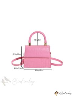 Bird in Bag - Elegant Mini Handbag with Magnetic Flap Closure, Leather Body, and Square Shape - Perfect for Womens Daily Use Portable Faux Leather Rectangular Bag, Portable Rectangular Faux Leather Bag, Portable Pink Square Bag, Pink Faux Leather Bag For Everyday Use, Faux Leather Crossbody Bag Gift, Faux Leather Crossbody Bag For Gift, Everyday Pink Faux Leather Bag, Pink Faux Leather Bag With Adjustable Strap, Pink Faux Leather Bags With Detachable Strap