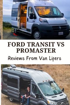 two pictures with the words ford transit vs promster and an image of a van