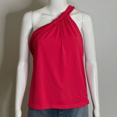 Zara Womans Size L Top Pink One Shoulder Hot Pink Sleeveless Fuchsia Asymmetric Top With Asymmetric Neckline And Wide Strap. Front Ruching Detail. Fuchsia | Brand: Zara Condition: New With Tags, Material: Polyester Size Available: M And L ( This Listing Is For The Size Specified In The Description) Please, Refer To The Photos For Exact Details, I Photograph The Real Item I Have For Sale. Actual Measurements Are Flat Across (Approx) Please Compare With Your Own Before Buying: Size M: Armpit To Armpit: 17” Stretch To 19” Total Length: 25.5” Approximately Size L: Armpit To Armpit: 18” Stretch To 20” Total Length: 27” Approximately Pink Asymmetrical Summer Top, Pink Asymmetrical Top For Summer, Pink Stretch One-shoulder Top, Red One Shoulder Top For Summer, Pink Fitted Sleeveless One Shoulder Top, Pink Fitted Sleeveless One-shoulder Top, Pink Tops With Asymmetrical Neckline, Chic One-shoulder Tank Top For Spring, Chic One Shoulder Tank Top For Spring