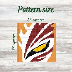 a cross stitch pattern with the words,'8 squares'and an image of a bird