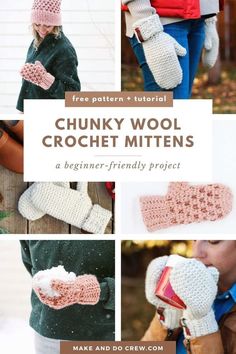 Learn how to make these amazing crochet mittens that look like they're knit! This free pattern from Make and Do Crew is perfect for beginners, and the chunky yarn makes it an easy and fast crochet project. These mittens are not only warm and cozy, but they're also water resistant thanks to the use of wool yarn. Whether you're making them for yourself or as a DIY gift, these knit-look crochet mittens are sure to impress!