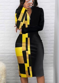 Color:Black;Size:S;Size:M;Size:L;Size:XL;Size:XXL;Package Contents:1 X Dress;Occasion:Other;Style:Bohemian; Fitted Black Dress With Splicing, Spring Office Black Bodycon Dress, Spring Bodycon Dress For Office In Black, Spring Black Bodycon Dress For Office, Fitted Black Bodycon Dress With Splicing, Black Patchwork Office Dress, Black Long Sleeve Bodycon Dress, Black Bodycon Dress Long Sleeve, Latest Dress For Women