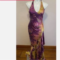 Y2k Sue Wong Nocturne Halter Sivless Bead Sequin Floral Multicolored Dress 4 Dresses Y2k, Sue Wong Dresses, Multicolored Dress, Sue Wong, Yellow Purple, Color Purple, Sequin, Beads, Purple