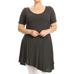 A Women's Solid, Long Body Top in a Relaxed Fit, with Short Sleeves, a Round Neck, and Pleated Asymmetric Hem is a type of women's clothing item that is designed to be comfortable and stylish. This top is typically made from a soft, lightweight fabric that drapes nicely on the body. The relaxed fit provides a loose and flowy silhouette that is easy to wear. The top features short sleeves that provide coverage without being too warm. The round neck is a classic neckline that is flattering on many Moa Collection, Body Top, Types Of Women, Tunic Length, Asymmetric Hem, Tunic Top, Simple Design, Clothing Items, Blouses For Women