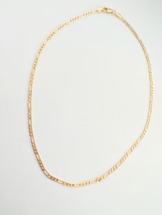 Figaro Link Chain. 18k Gold Filled Size: 18” Luxury Figaro Chain Necklace With Rectangular Links, Luxury Figaro Chain Link Necklace, Classic Gold Figaro Chain Necklace, 14k Gold Figaro Chain Link Necklace, Luxury Gold Necklace With Figaro Chain, Luxury 14k Gold Figaro Chain Necklace, Figaro Chain Link Necklace Gift, Yellow Gold Plated Figaro Chain Necklace, Luxury Gold-tone Figaro Chain Necklace