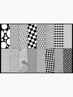 a black and white photo with different patterns on it