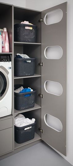 a washer and dryer sitting inside of a closet