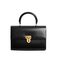 [vc_row][vc_column width=”1/3″][vc_column_text text_larger=”no”] Schiaparelli Schiaparelli Large Secret Bag A bag crafted from smooth black lambskin. It is secured with a gilded brass toggle clasp in the form of a Padlock with black enamel detailing. The bag is carried by hand with a top handle fastened with gilded brass fasteners. Removable leather shoulder strap.   Height 21cm, Width 30,5cm, Depth 7cm. Schiaparelli Large Secret Bag has been a staple of the fashion world Elegant Gold Satchel With Turn-lock Closure, Elegant Top Handle Satchel With Lock, Timeless Formal Bag With Lock, Timeless Formal Bags With Lock, Elegant Top Handle Shoulder Bag With Lock, Timeless Top Handle Bag With Lock, Elegant Rectangular Bags With Lock, Business Top Handle Satchel With Lock, Top Handle Satchel With Lock For Business