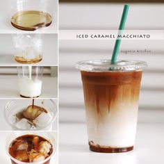 iced caramel macchiato in plastic cups