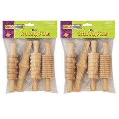 two packages of rolling pins in plastic bags