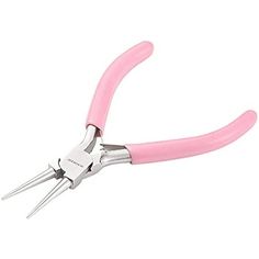 a pink pair of pliers with metal handles